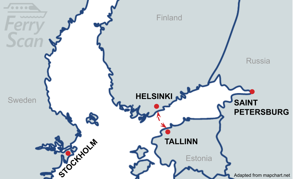 The distance between Helsinki and Tallinn is about 80km, making it a short journey on a ferry.